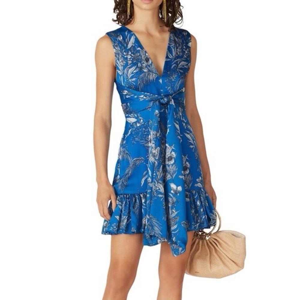 ALEXIS Cassada Blue Floral Tie Mini Dress Size XS NWOT
